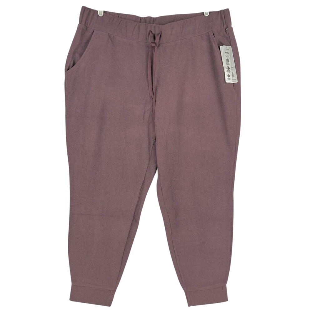 RBX Womens Peach Skin Plum Joggers Plus Size 2X Drawstring-Waist Lightweight NWT